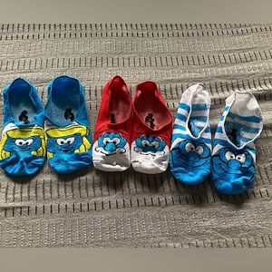 2/$10 - Smurf socks - 3 pair of no show socks
